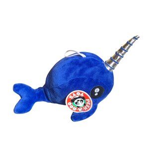 Blue Narwhal Plush Toy By Peek A Boo 9 Inch Blue Whale Silver Horn